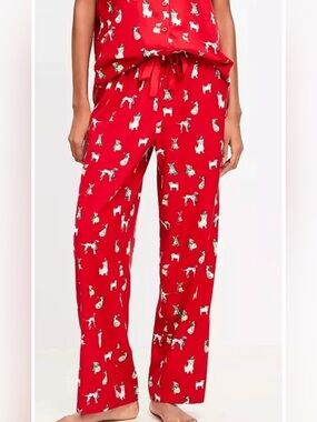 NWOT ANN TAYLOR LOFT HOLIDAY DOG PAJAMAS PANTS RED x-large